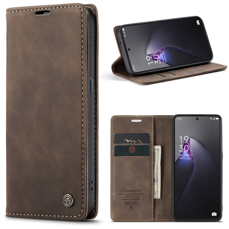 For OPPO Reno8 Pro 5G Global CaseMe 013 Multifunctional Horizontal Flip Leather Phone Case(Coffee) - OPPO Cases by CaseMe | Online Shopping South Africa | PMC Jewellery | Buy Now Pay Later Mobicred