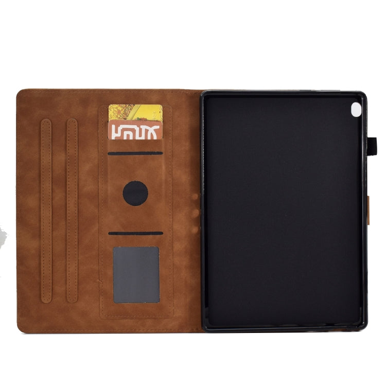 For Lenovo M10 Tower Embossed Leather Smart Tablet Case(Brown) - Lenovo by PMC TechLife | Online Shopping South Africa | PMC TechLife | Buy Now Pay Later Mobicred