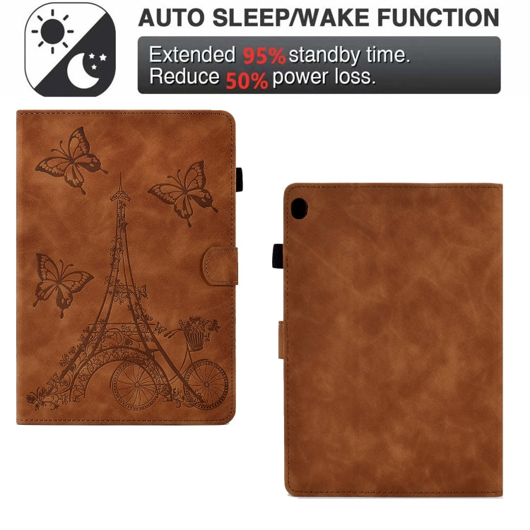 For Lenovo M10 Tower Embossed Leather Smart Tablet Case(Brown) - Lenovo by PMC TechLife | Online Shopping South Africa | PMC TechLife | Buy Now Pay Later Mobicred