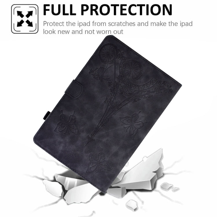 For Lenovo M10 Plus Tower Embossed Leather Smart Tablet Case(Black) - Lenovo by PMC TechLife | Online Shopping South Africa | PMC TechLife | Buy Now Pay Later Mobicred