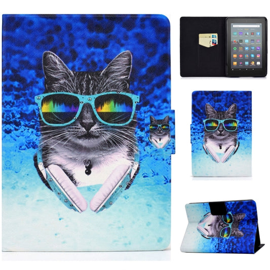 For Amazon Kindle Youth Version 2022 Voltage Colored Drawing Smart Leather Tablet Case(Headphone Cat) - Amazon by PMC Jewellery | Online Shopping South Africa | PMC Jewellery | Buy Now Pay Later Mobicred