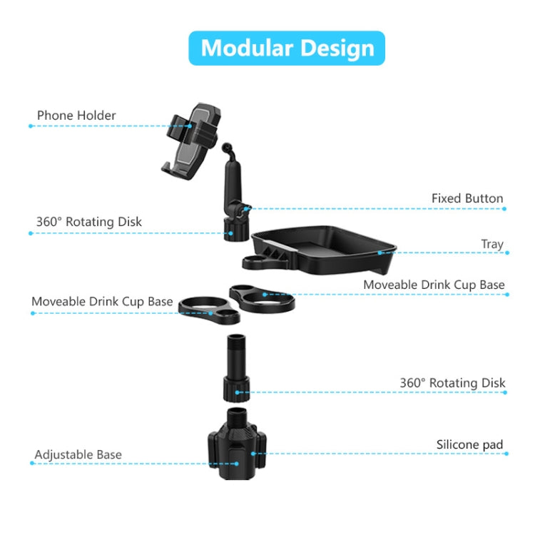 B10 Car Drink Water Cup Mobile Phone Holder 360 Degree Rotating Dinner Plate(Grey) - Car Drink Holders by PMC TechLife | Online Shopping South Africa | PMC TechLife | Buy Now Pay Later Mobicred