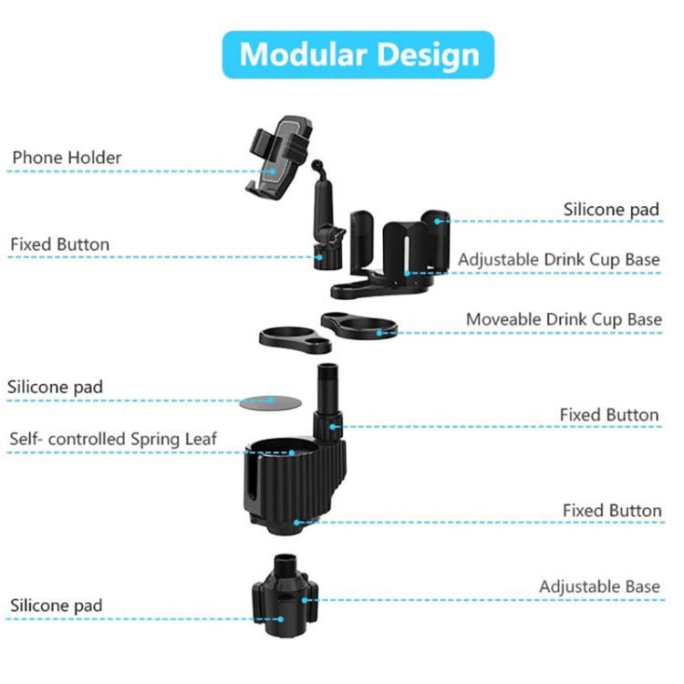A04 Car Drink Water Cup Mobile Phone Holder(Grey) - Car Drink Holders by PMC TechLife | Online Shopping South Africa | PMC TechLife | Buy Now Pay Later Mobicred