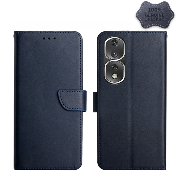 For Honor 80 Pro HT02 Genuine Leather Fingerprint-proof Flip Phone Case(Blue) - Honor Cases by PMC TechLife | Online Shopping South Africa | PMC TechLife | Buy Now Pay Later Mobicred