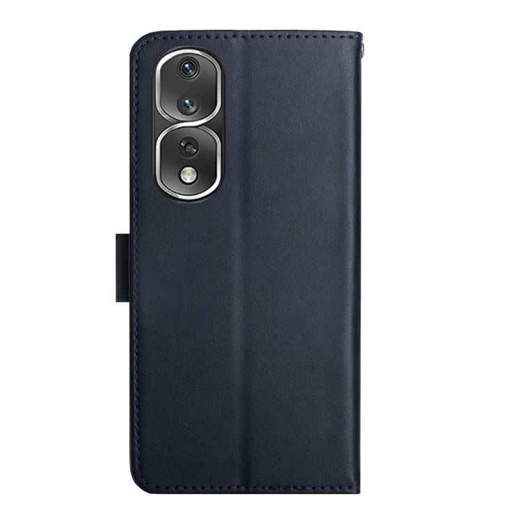 For Honor 80 Pro HT02 Genuine Leather Fingerprint-proof Flip Phone Case(Blue) - Honor Cases by PMC TechLife | Online Shopping South Africa | PMC TechLife | Buy Now Pay Later Mobicred