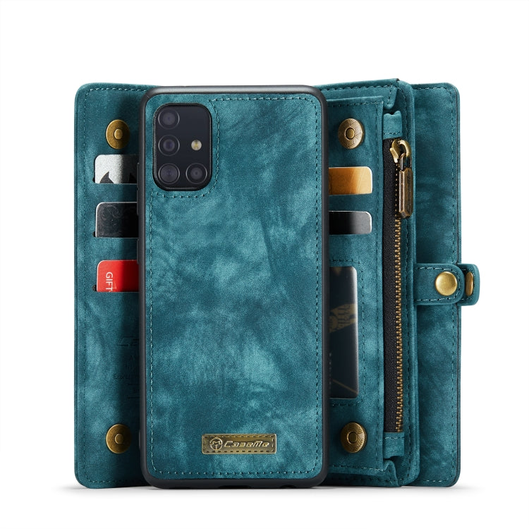 For Galaxy A71 4G CaseMe-008 Detachable Multifunctional Horizontal Flip Leather Case with Card Slot & Holder & Zipper Wallet & Photo Frame(Blue) - Galaxy Phone Cases by CaseMe | Online Shopping South Africa | PMC Jewellery | Buy Now Pay Later Mobicred