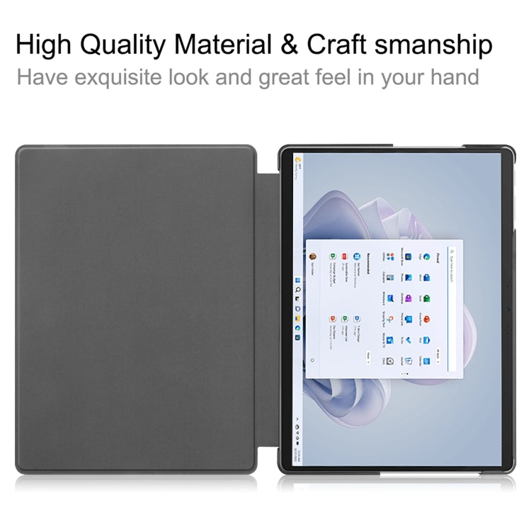 For Microsoft Surface Pro 9 Custer Pure Color Holder Leather Tablet Case(Grey) - Microsoft by PMC TechLife | Online Shopping South Africa | PMC TechLife | Buy Now Pay Later Mobicred