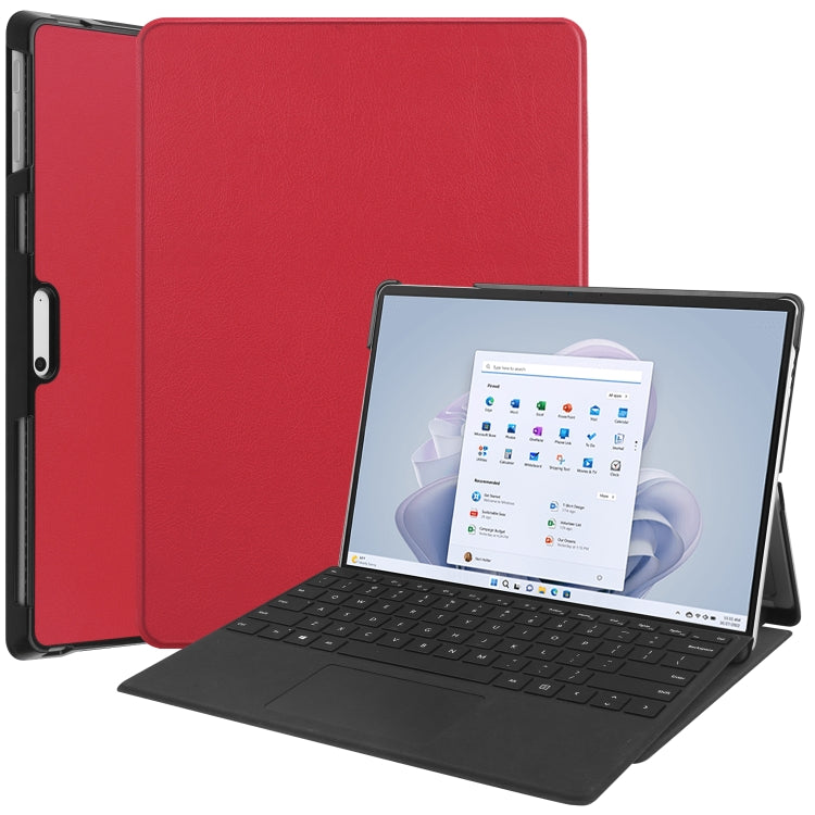 For Microsoft Surface Pro 9 Custer Pure Color Holder Leather Tablet Case(Red) - Microsoft by PMC TechLife | Online Shopping South Africa | PMC TechLife | Buy Now Pay Later Mobicred