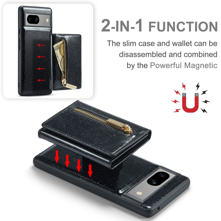 For Google Pixel 7A DG.MING M3 Series Glitter Powder Card Bag Leather Case(Black) - free shipping - PMC TechLife - Order now!