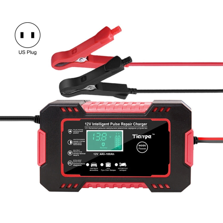 Motorcycle / Car Battery Smart Charger with LCD Creen, Plug Type:US Plug(Red) - Battery Charger by PMC TechLife | Online Shopping South Africa | PMC TechLife | Buy Now Pay Later Mobicred