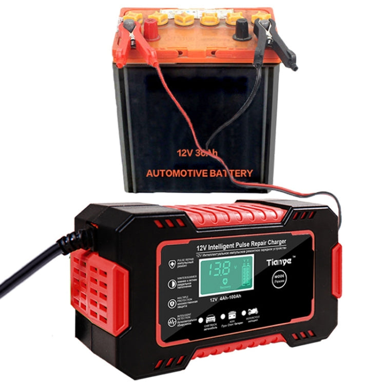 Motorcycle / Car Battery Smart Charger with LCD Creen, Plug Type:AU Plug(Red) - Battery Charger by PMC TechLife | Online Shopping South Africa | PMC TechLife | Buy Now Pay Later Mobicred