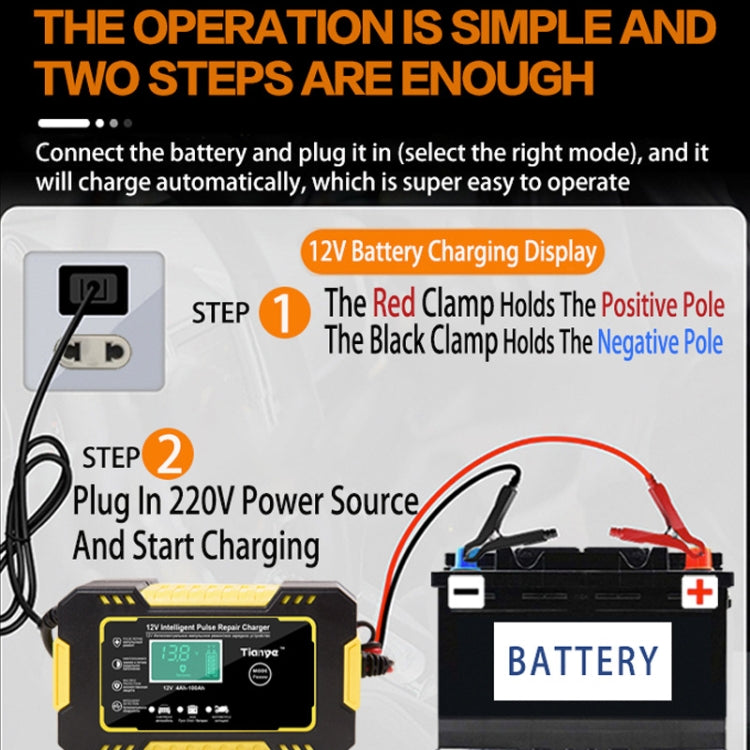 Motorcycle / Car Battery Smart Charger with LCD Creen, Plug Type:UK Plug(Yellow) - Battery Charger by PMC TechLife | Online Shopping South Africa | PMC TechLife | Buy Now Pay Later Mobicred
