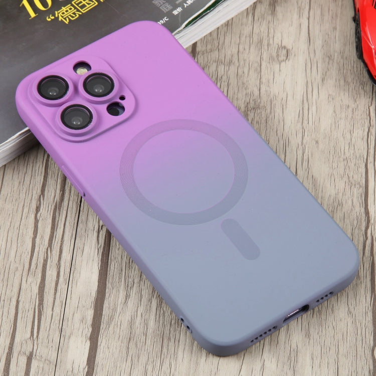 For iPhone 14 Liquid TPU Silicone Gradient MagSafe Phone Case(Purple) - iPhone 14 Cases by PMC TechLife | Online Shopping South Africa | PMC TechLife