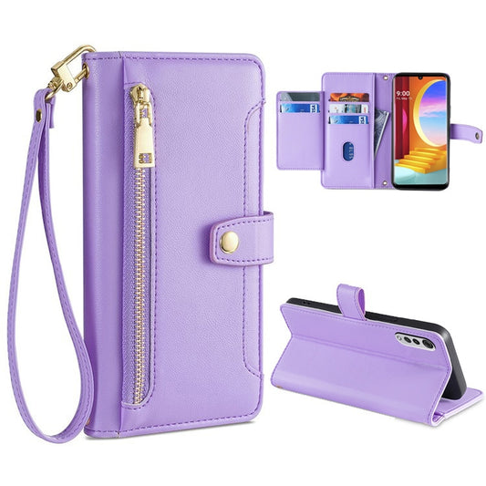 For LG Velvet Sheep Texture Cross-body Zipper Wallet Leather Phone Case(Purple) - LG by PMC Jewellery | Online Shopping South Africa | PMC Jewellery | Buy Now Pay Later Mobicred