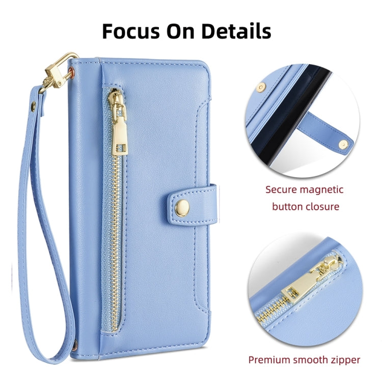 For Huawei Nova 10 Pro Sheep Texture Cross-body Zipper Wallet Leather Phone Case(Blue) - Huawei Cases by PMC TechLife | Online Shopping South Africa | PMC TechLife | Buy Now Pay Later Mobicred