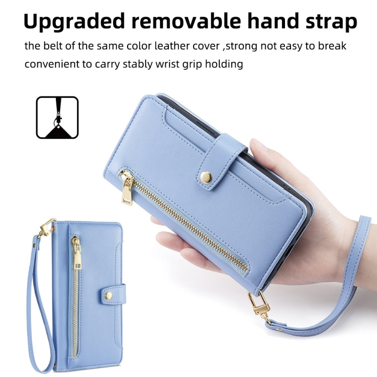 For Huawei Nova 10 Pro Sheep Texture Cross-body Zipper Wallet Leather Phone Case(Blue) - Huawei Cases by PMC TechLife | Online Shopping South Africa | PMC TechLife | Buy Now Pay Later Mobicred