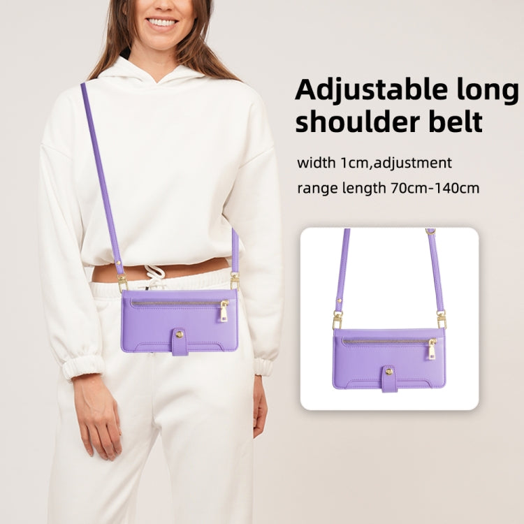 For Meizu Note 9 Sheep Texture Cross-body Zipper Wallet Leather Phone Case(Purple) - Meizu by PMC TechLife | Online Shopping South Africa | PMC TechLife | Buy Now Pay Later Mobicred