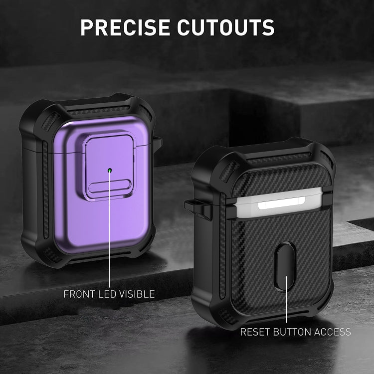 For AirPods 1 / 2 TPU + PC Shockproof Earphone Protective Case with Switch(Purple) - For AirPods 1/2 by PMC Jewellery | Online Shopping South Africa | PMC Jewellery | Buy Now Pay Later Mobicred
