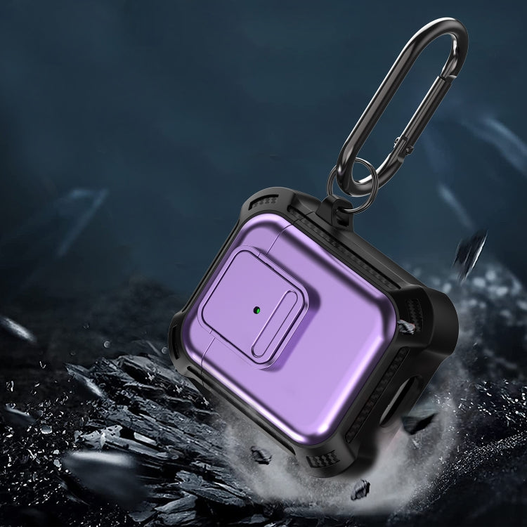 For AirPods 1 / 2 TPU + PC Shockproof Earphone Protective Case with Switch(Purple) - For AirPods 1/2 by PMC Jewellery | Online Shopping South Africa | PMC Jewellery | Buy Now Pay Later Mobicred
