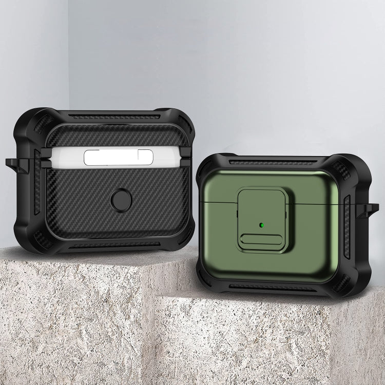 For AirPods Pro TPU + PC Shockproof Earphone Protective Case with Switch(Army Green) - For AirPods Pro by PMC Jewellery | Online Shopping South Africa | PMC Jewellery | Buy Now Pay Later Mobicred