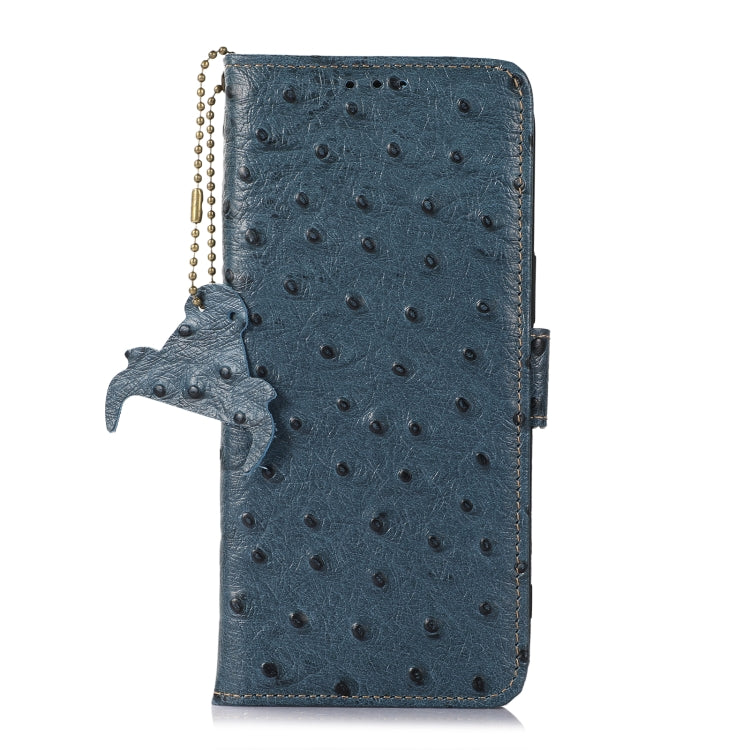 For OnePlus 11 5G Ostrich Pattern Genuine Leather RFID Phone Case(Blue) - OnePlus Cases by PMC TechLife | Online Shopping South Africa | PMC TechLife | Buy Now Pay Later Mobicred