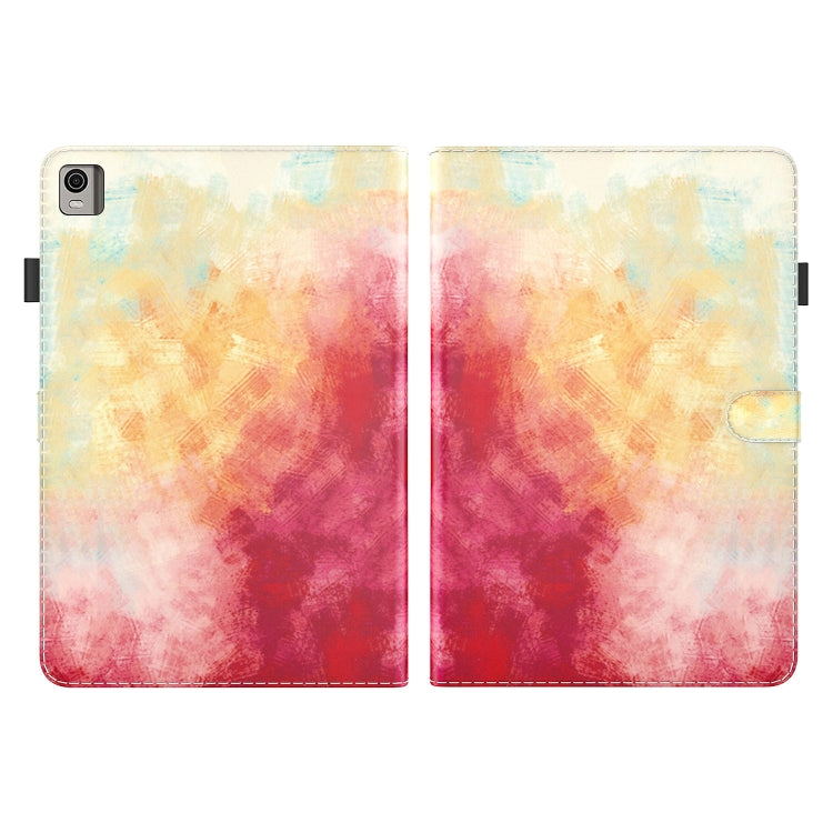 For Nokia T21 Watercolor Pattern Flip Leather Tablet Case(Spring Cherry) - Nokia by PMC TechLife | Online Shopping South Africa | PMC TechLife | Buy Now Pay Later Mobicred