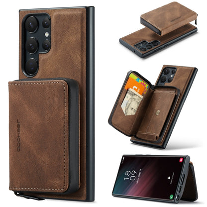 For Samsung Galaxy S24 Ultra 5G JEEHOOD Magnetic Zipper Horizontal Flip Leather Phone Case(Brown) - Galaxy S24 Ultra 5G Cases by JEEHOOD | Online Shopping South Africa | PMC Jewellery | Buy Now Pay Later Mobicred