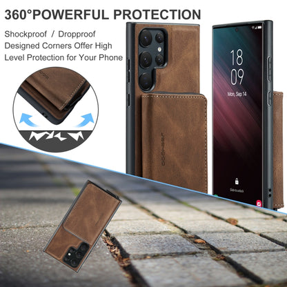 For Samsung Galaxy S24 Ultra 5G JEEHOOD Magnetic Zipper Horizontal Flip Leather Phone Case(Brown) - Galaxy S24 Ultra 5G Cases by JEEHOOD | Online Shopping South Africa | PMC Jewellery | Buy Now Pay Later Mobicred