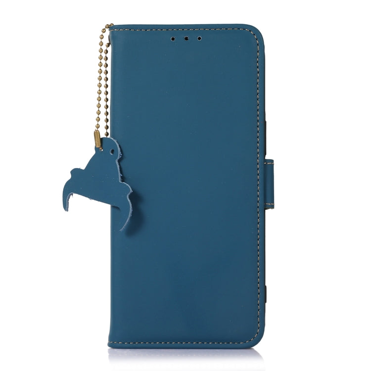 For OnePlus 11 Genuine Leather Magnetic RFID Leather Phone Case(Blue) - OnePlus Cases by PMC TechLife | Online Shopping South Africa | PMC TechLife | Buy Now Pay Later Mobicred
