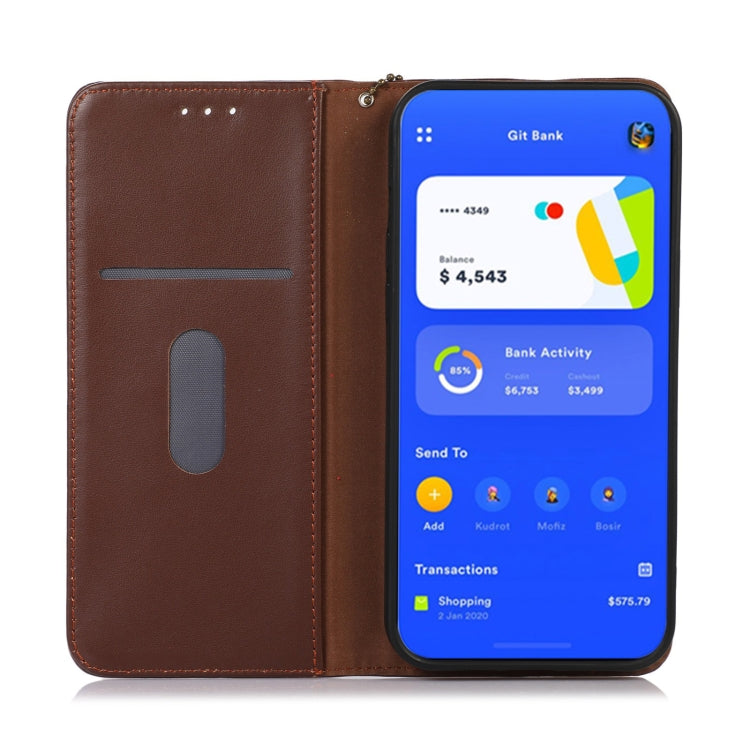 For OnePlus Nord CE 3 Lite KHAZNEH Nappa Top Layer Cowhide Leather Phone Case(Brown) - OnePlus Cases by PMC TechLife | Online Shopping South Africa | PMC TechLife | Buy Now Pay Later Mobicred