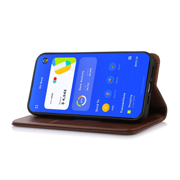 For OnePlus Nord CE 3 Lite KHAZNEH Nappa Top Layer Cowhide Leather Phone Case(Brown) - OnePlus Cases by PMC TechLife | Online Shopping South Africa | PMC TechLife | Buy Now Pay Later Mobicred