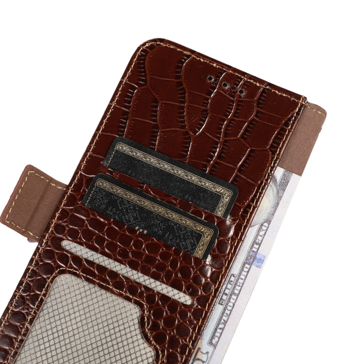 For OnePlus 11 5G Crocodile Top Layer Cowhide RFID Leather Phone Case(Brown) - OnePlus Cases by PMC TechLife | Online Shopping South Africa | PMC TechLife | Buy Now Pay Later Mobicred