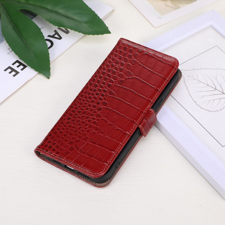 For Motorola Moto E13 4G 2023 Crocodile Top Layer Cowhide RFID Leather Phone Case(Red) - Motorola Cases by PMC TechLife | Online Shopping South Africa | PMC TechLife | Buy Now Pay Later Mobicred