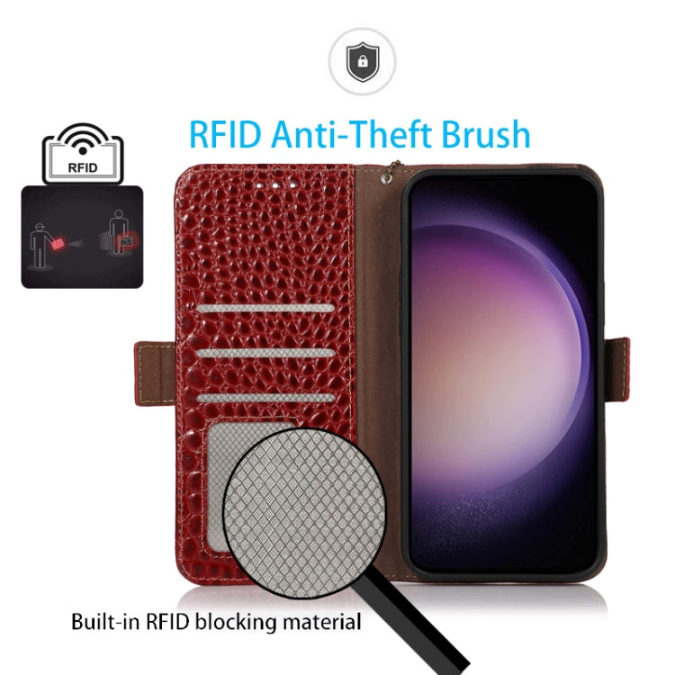 For Motorola Moto G53 5G Crocodile Top Layer Cowhide RFID Leather Phone Case(Red) - Motorola Cases by PMC TechLife | Online Shopping South Africa | PMC TechLife | Buy Now Pay Later Mobicred