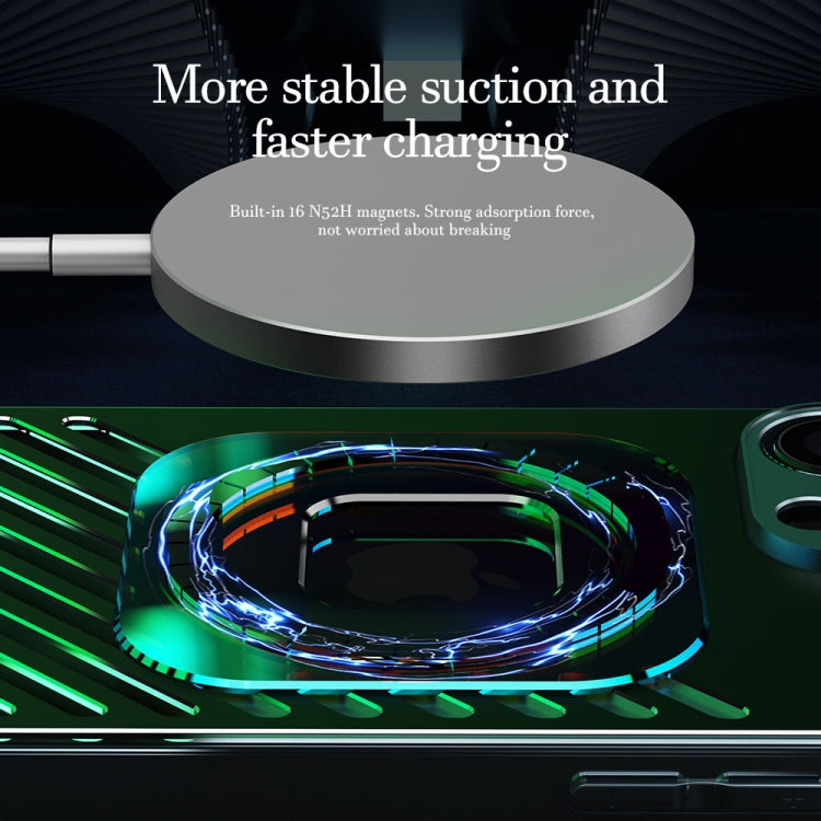 For iPhone 14 Plus R-JUST Square Round Mirror PC+TPU Phone Case(Green) - iPhone 14 Plus Cases by R-JUST | Online Shopping South Africa | PMC TechLife