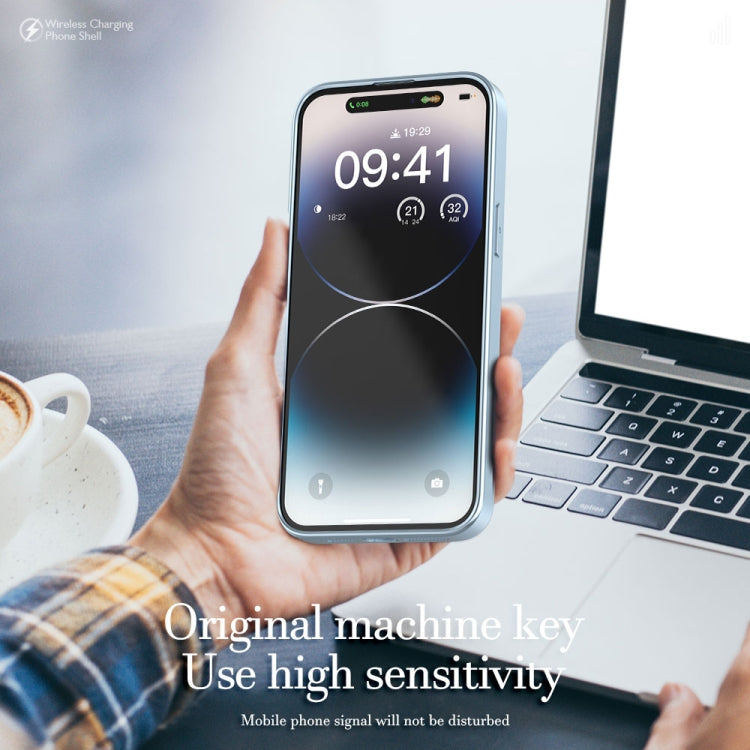 For iPhone 14 Plus R-JUST Square Round Mirror PC+TPU Phone Case(Blue) - free shipping - PMC TechLife - Order now!