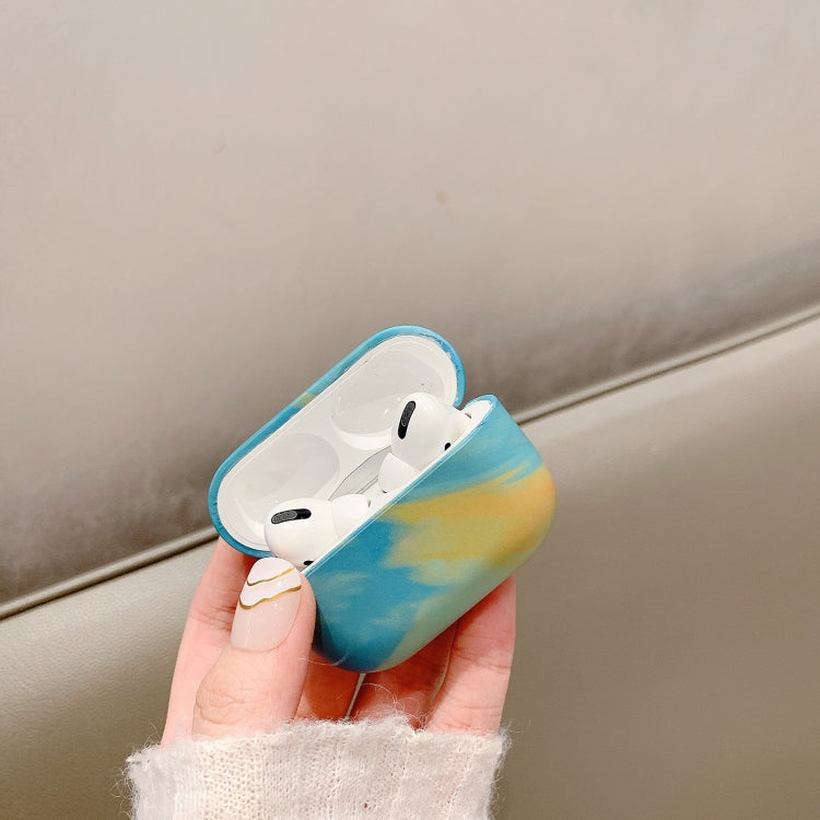 For AirPods Pro Ink Painting Water Sticker PC Earphone Case(Sea Blue) - For AirPods Pro by PMC Jewellery | Online Shopping South Africa | PMC Jewellery | Buy Now Pay Later Mobicred