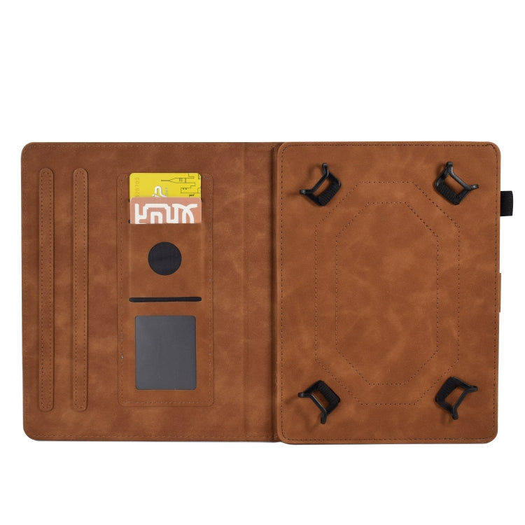 For 10 inch Tablets Peony Butterfly Embossed Leather Tablet Case(Brown) - 10 - 11 inch by PMC TechLife | Online Shopping South Africa | PMC TechLife | Buy Now Pay Later Mobicred