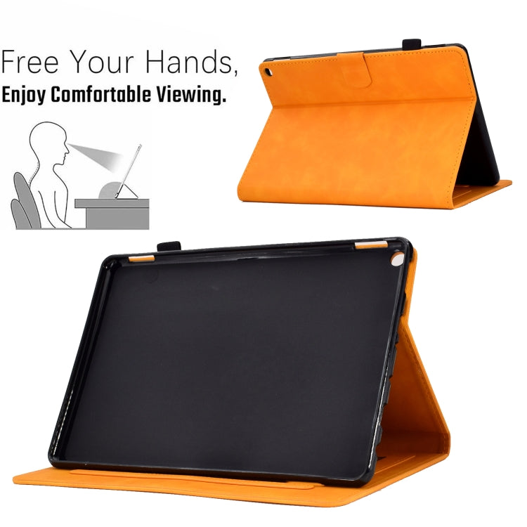 For Amazon Kindle Fire HD10 2021 Peony Butterfly Embossed Leather Smart Tablet Case(Khaki) - Amazon by PMC TechLife | Online Shopping South Africa | PMC TechLife | Buy Now Pay Later Mobicred