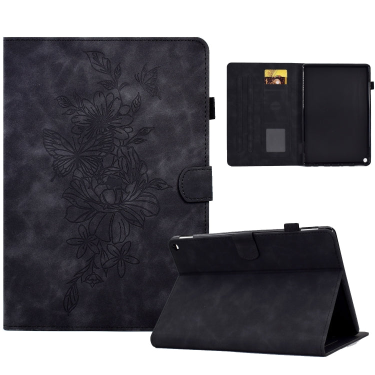 For Amazon Kindle Fire HD8 2022 Peony Butterfly Embossed Leather Smart Tablet Case(Black) - Amazon by PMC TechLife | Online Shopping South Africa | PMC TechLife | Buy Now Pay Later Mobicred