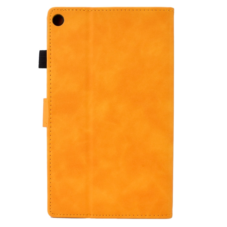 For Amazon Kindle Fire HD8 2018/2017/2016 Peony Butterfly Embossed Leather Smart Tablet Case(Khaki) - Amazon by PMC TechLife | Online Shopping South Africa | PMC TechLife | Buy Now Pay Later Mobicred