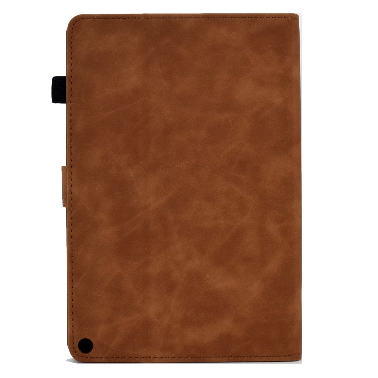 For Amazon Kindle Fire HD8 2020 Peony Butterfly Embossed Leather Smart Tablet Case(Brown) - Amazon by PMC TechLife | Online Shopping South Africa | PMC TechLife | Buy Now Pay Later Mobicred
