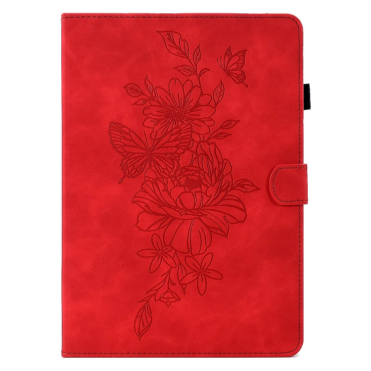 For Amazon Kindle Fire 7 2019/2017/2015 Peony Butterfly Embossed Leather Smart Tablet Case(Red) - Amazon by PMC TechLife | Online Shopping South Africa | PMC TechLife | Buy Now Pay Later Mobicred