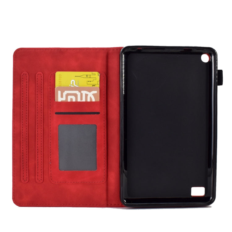 For Amazon Kindle Fire 7 2019/2017/2015 Peony Butterfly Embossed Leather Smart Tablet Case(Red) - Amazon by PMC TechLife | Online Shopping South Africa | PMC TechLife | Buy Now Pay Later Mobicred