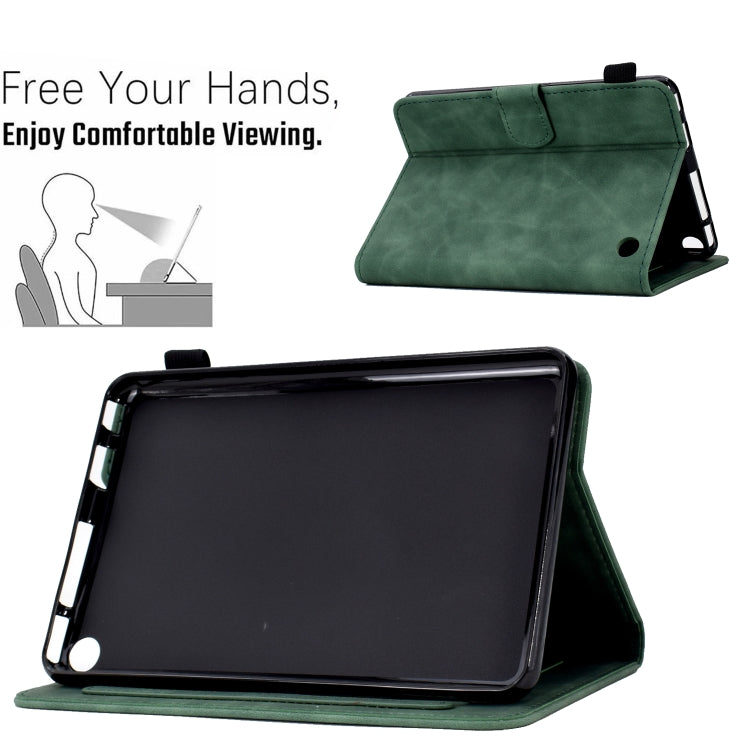 For Amazon Kindle Fire 7 2022 Peony Butterfly Embossed Leather Smart Tablet Case(Green) - Amazon by PMC TechLife | Online Shopping South Africa | PMC TechLife | Buy Now Pay Later Mobicred