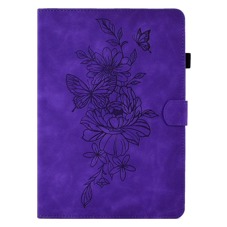 For Amazon Kindle Fire 7 2022 Peony Butterfly Embossed Leather Smart Tablet Case(Purple) - Amazon by PMC TechLife | Online Shopping South Africa | PMC TechLife | Buy Now Pay Later Mobicred