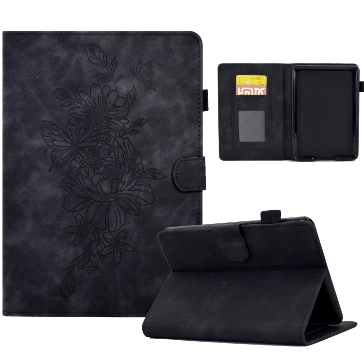 For Amazon Kindle Paperwhite 5 Peony Butterfly Embossed Leather Smart Tablet Case(Black) - Amazon by PMC TechLife | Online Shopping South Africa | PMC TechLife | Buy Now Pay Later Mobicred