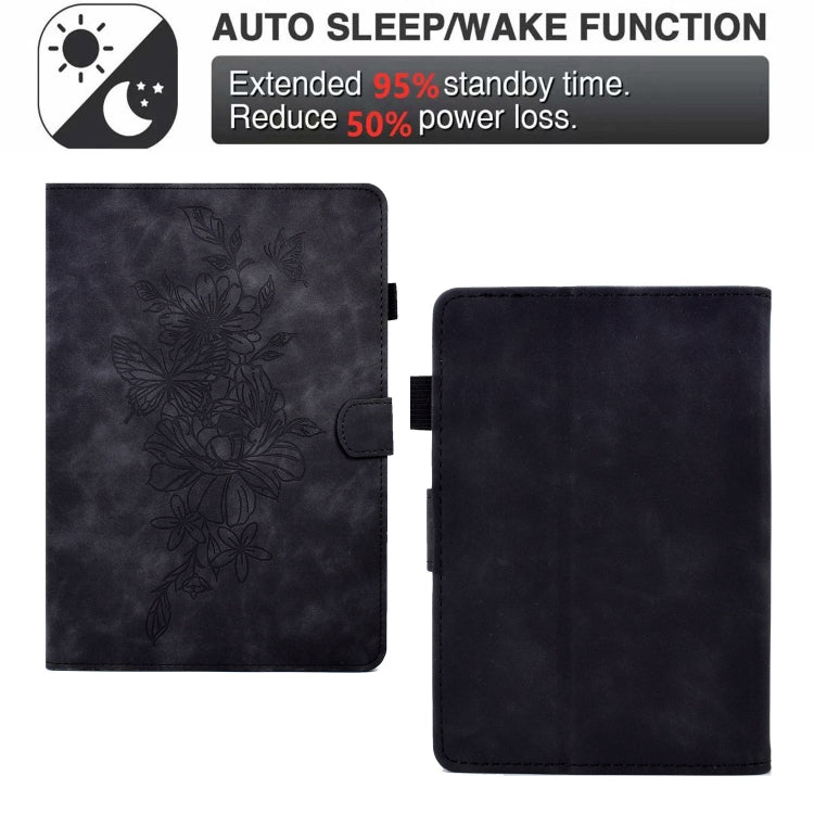 For Amazon Kindle Paperwhite 5 Peony Butterfly Embossed Leather Smart Tablet Case(Black) - Amazon by PMC TechLife | Online Shopping South Africa | PMC TechLife | Buy Now Pay Later Mobicred