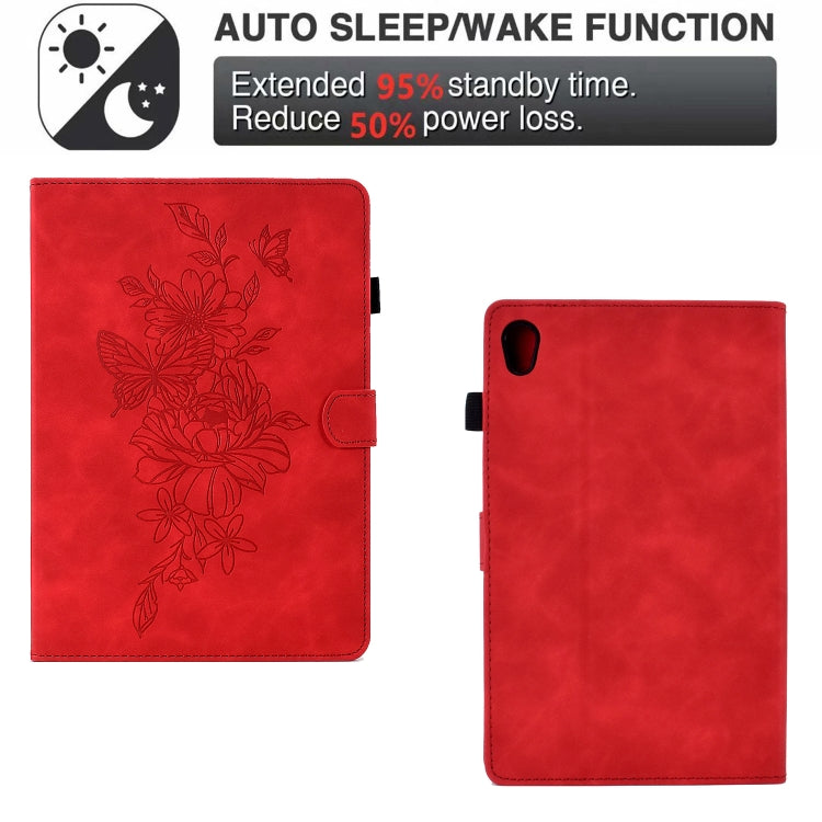 For Lenovo Tab M10 Gen 2 Peony Butterfly Embossed Leather Smart Tablet Case(Red) - Lenovo by PMC TechLife | Online Shopping South Africa | PMC TechLife | Buy Now Pay Later Mobicred