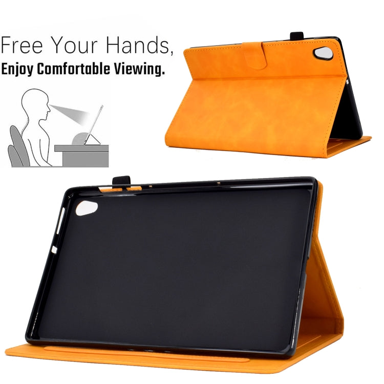 For Lenovo Tab M10 Gen 2 Peony Butterfly Embossed Leather Smart Tablet Case(Khaki) - Lenovo by PMC TechLife | Online Shopping South Africa | PMC TechLife | Buy Now Pay Later Mobicred